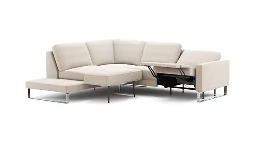 Ecksofa Anna - Ecke links mit 2,5-Sitzer inkl. Relaxfunktion (motorisch), Stoff, Beige