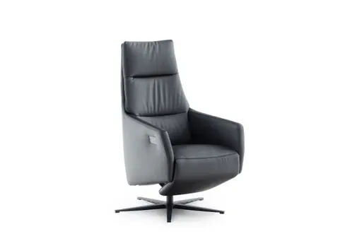  Relaxsessel Leopold - Größe L, inkl. Relaxfunktion (motorisch, AKKU), Leder, Schwarz