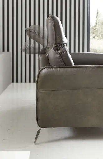 Sofa La Paz - 2,5-Sitzer, Kopfteil verstellbar, Leder, Graphit