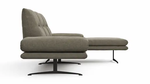 Ecksofa Lucero - 2-Sitzer mit Longchair rechts, Stoff, Olivgrün
