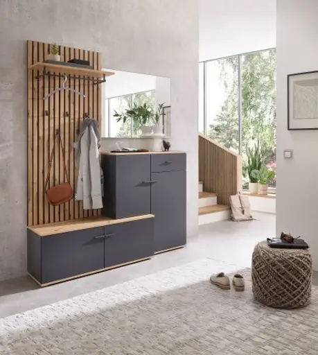 Kompaktgarderobe - Anthrazit, Artisan Eiche Nachbildung