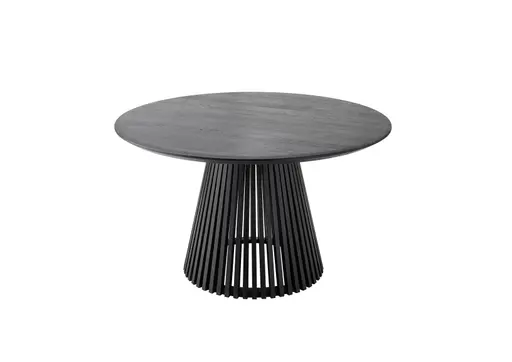 Esstisch - D. ca. 140 cm, Rustikale Wildeiche, Schwarz