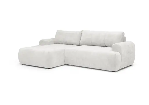 Ecksofa - Longchair links mit 2-Sitzer, Stoff, Sibergrau