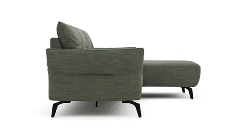 Ecksofa Bahia - 2,5-Sitzer mit Longchair rechts inkl. Armlehne verstellbar, Stoff, Olive