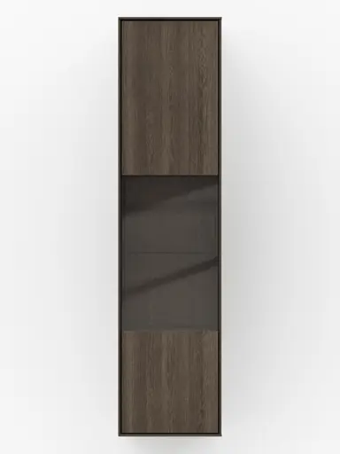 Hängevitrine Saratoga - Anschlag Rechts, Buche massiv, silbergrau geölt