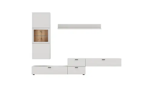 Wohnwand Palos - Lack, Silbergrau