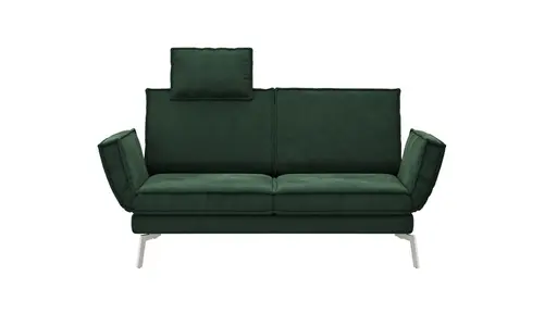 Sofa My - 2-Sitzer mit Rückenlehne/Armlehne verstellbar und Drehsitze, Stoff, Dunkelgrün