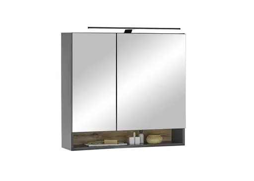 Spiegelschrank- B ca. 80 cm, Schwarz Matt, Spiegel