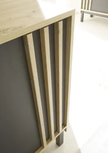 Lowboard - B ca. 156 cm, Eiche Dekor, Schwarz