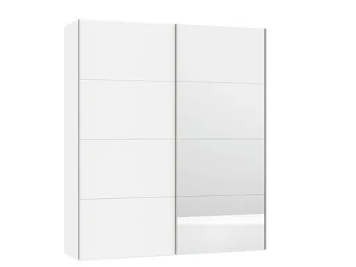 Schwebetürenschrank JOIN IT- B ca. 202 cm., Weiß, Glas, Weiß, Spiegel
