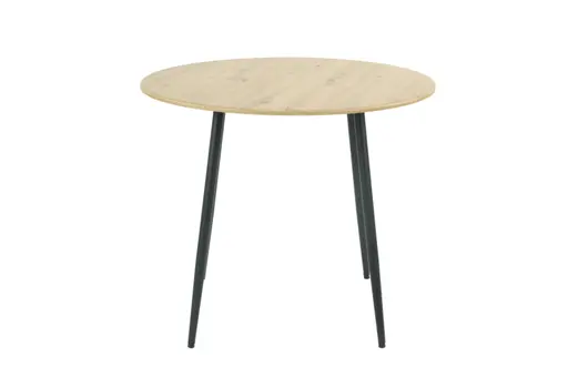 Esstisch - Ø/H ca. 90x75 cm, Artisan Eiche Nachbildung, Schwarz