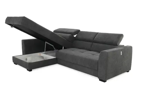 Ecksofa - 2-Sitzer, Ecke rechts, Stoff, Dunkelgrau