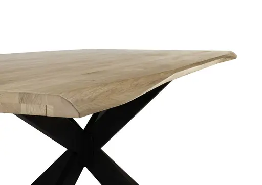 Esstisch - LB ca. 200x100 cm, Eiche massiv geölt, Wellenkante, Schwarz