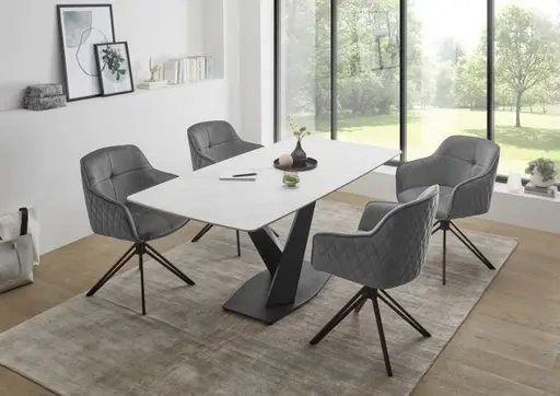 Armlehnstuhl - drehbar, Samt, Grau