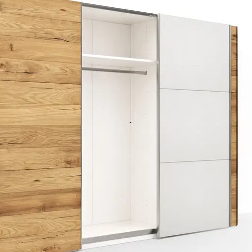 Schwebetürenschrank Colorado - B ca. 307 cm, Eichenfurnier mit Glas