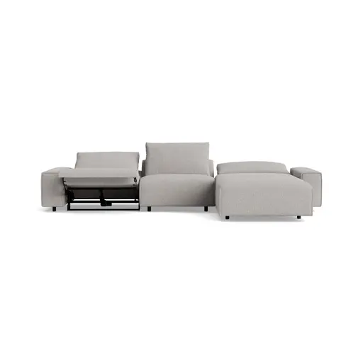 Ecksofa Serava - Longchair links mit 2,5-Sitzer, Stoff, Grau