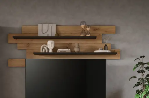 Wandboard - B ca. 184 cm, Artisan Eiche Nachbildung, Basalt grau