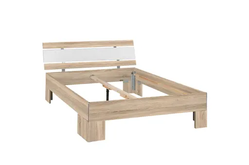 Bettgestell- Liegefläche ca. 140x200 cm, Eiche Dekor, Weiß