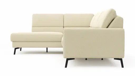 Ecksofa Valera - Ecke mit 3-Sitzer rechts inkl. Rückenlehne verstellbar, Stoff, Natur