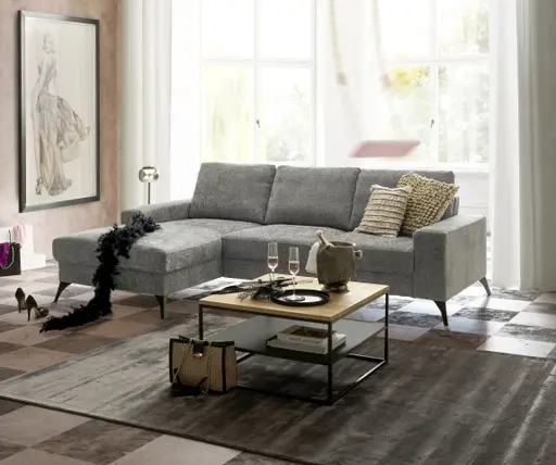 Ecksofa - Ecke links, 2-Sitzer, Stoff, Anthrazit