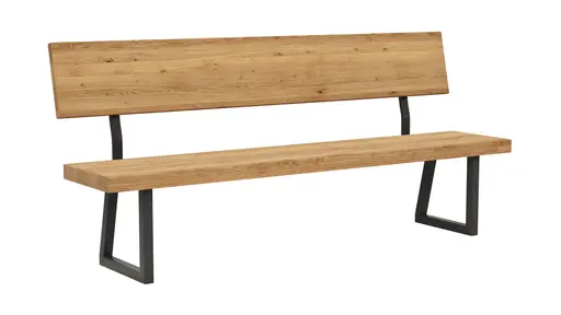 Holzbank Clifton - mit Rückenlehne, Breite ca. 200cm, Zerreiche massiv, natur