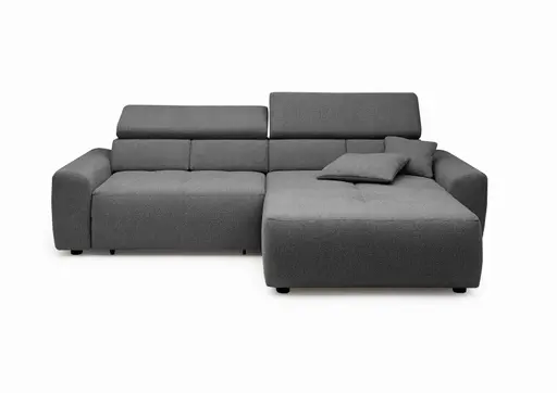 Ecksofa JYTTE - Sofa 2-sitzig mit Longchair rechts, Stoff, Grau