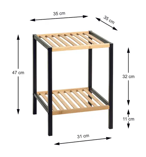 Beistelltisch - LB ca. 35x35 cm, Bambus naturbelassen, Schwarz