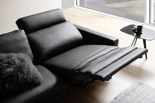 Sofa Enna - 3,5-Sitzer inklusive Relaxfunktion (motorisch), links und rechts, Leder, Anthrazit