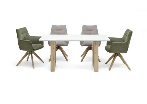 Esstisch- LB ca. 160x70 cm, Kreidegrau, Matt, Lack, Eiche Dekor