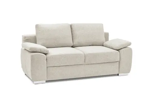 Schlafsofa EMIEL - 2-Sitzer inkl. Schlaffunktion und Bettkasten, Stoff, Beige