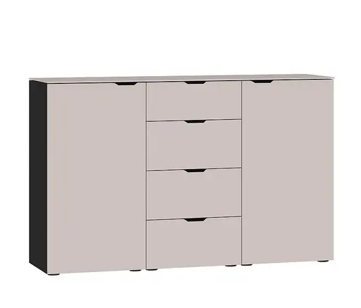 Kommode JOIN IT- Glas, Hellrosa, Matt, Schwarz
