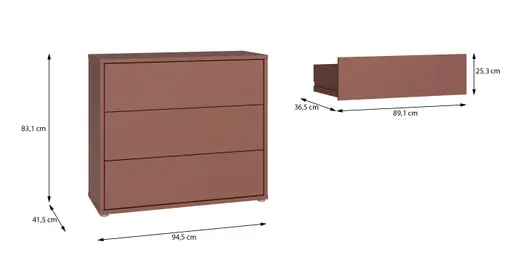 Kommode FAID- B ca. 95 cm, Terracotta