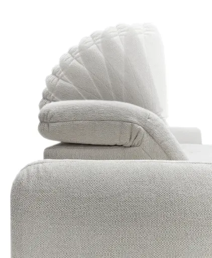 Ecksofa JAIMIE - 1,5-Sitzer mit Longchair rechts inkl. Relaxfunktion, verstellbare Kopfstütze, Stoff, Beige