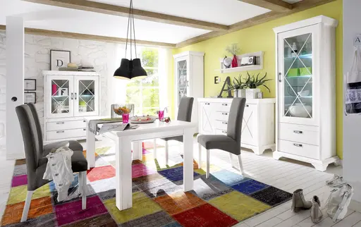 Vitrine FIRENZ - mit Beleuchtung, Pinie Dekor