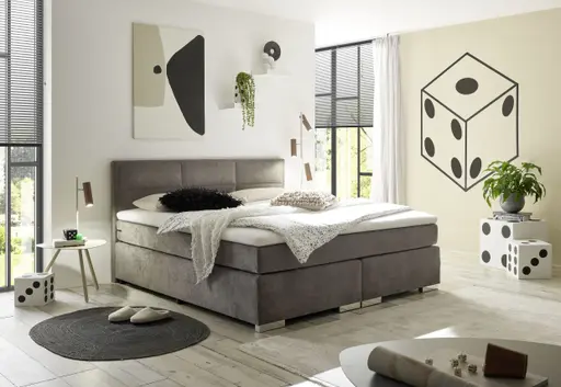 Boxspringbett SIRKO- Liegefläche ca. 180x200 cm, Stoff, Grau