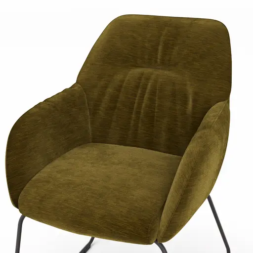 Armlehnstuhl Noli - Stoff, Olivgrün, Kufe