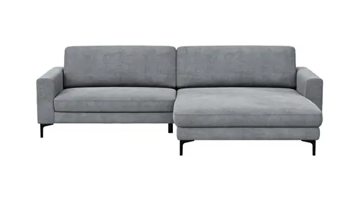 Ecksofa Oviedo - 1,5-Sitzer mit Longchair rechts, Stoff, Grau