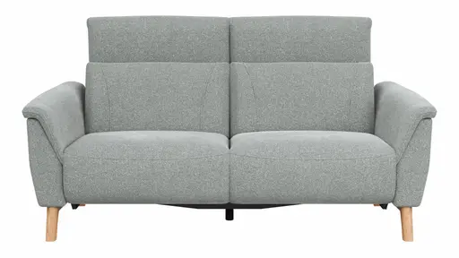 Sofa Nevin - 2,5-Sitzer inkl. Sitzvorzug (motorisch) und Kopfpolsterverstellung, Stoff, Silbergrau