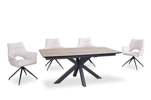 Armlehnstuhl MALEEN - drehbar, Stoff, Beige