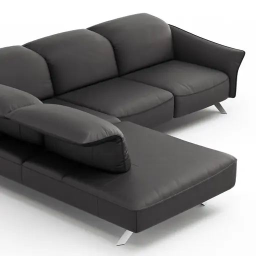 Ecksofa Bormio - Ecke links mit 2,5-Sitzer inklusive Relaxfunktion (motorisch), Leder, Schwarz