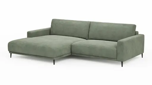Ecksofa Solero - Longchair groß mit 1,5-Sitzer rechts, Stoff, Olivgrün