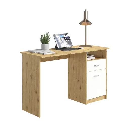 Schreibtisch- LB ca. 123x50 cm, Eiche Dekor, Weiß