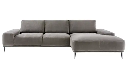 Ecksofa Oslo - 2,5-sitzer, Longchair rechts, Stoff, Dunkelbraun