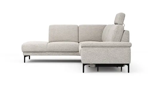 Ecksofa Matero - Ecke mit 2-Sitzer rechts inkl. Relaxfunktion motorisch und Sitzvorzug, Stoff, Hellgrau