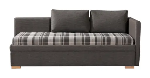 Einzelliege - mit Bettkasten, Stoff, Karo