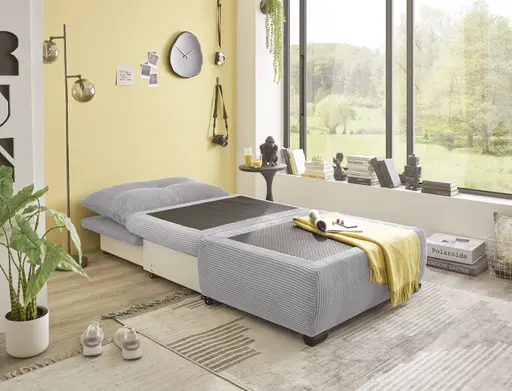Schlafsofa - 1-Sitzer inkl. Schlaffunktion, Stoff, Hellgrau