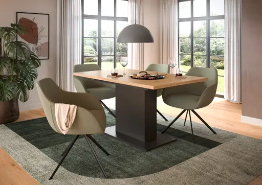 Esstisch - ausziehbar, LB ca. 150x90 cm, Artisan Eiche Nachbildung, Grau