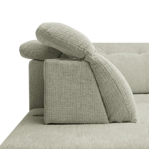 Ecksofa - Ecke links mit 2-Sitzer, Kopfteil verstellbar, Sitztiefe verstellbar motorisch, Stoff, Perlmutt