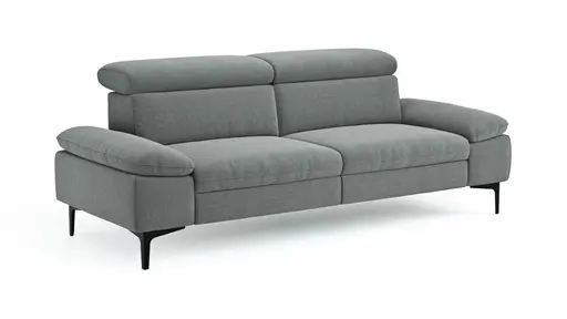 Sofa Felipa - 3-Sitzer inkl. Kopfteil verstellbar, Stoff, Grau