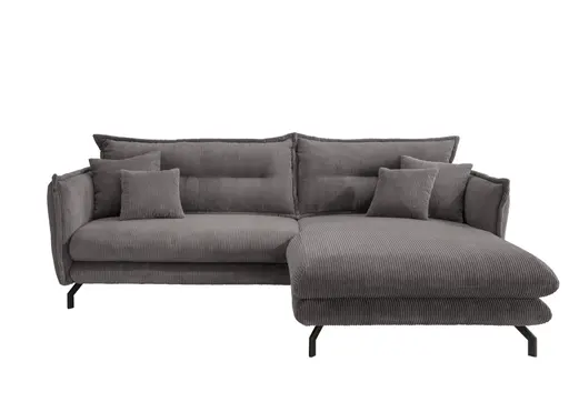 Ecksofa - 2-Sitzer, Ecke rechts, Armlehnen verstellbar, Stoff, Grau